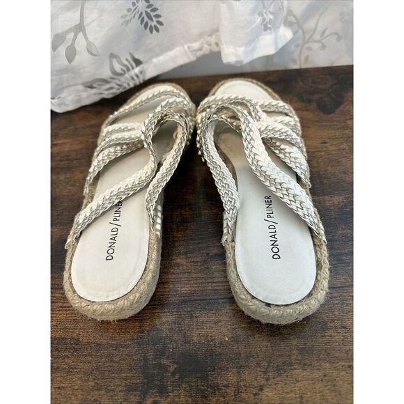 Donald J Pliner size 10 Women’s Rhonda White Gold Espadrille Slide Sandals - Picture 3 of 6